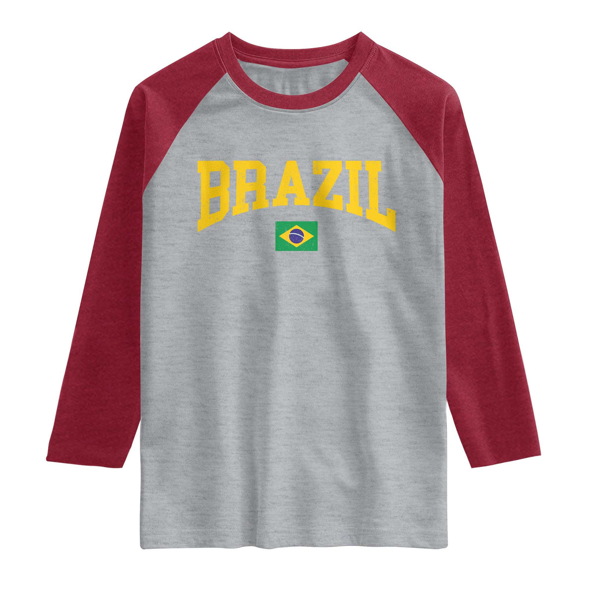 Brazil Football Throwback Design Vintage Brazilian Flag Jersey Style Raglan Shirt