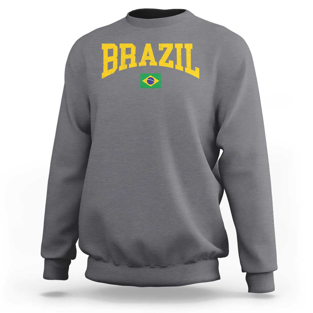 Brazil Football Throwback Design Vintage Brazilian Flag Jersey Style Sweatshirt