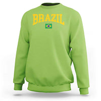 Brazil Football Throwback Design Vintage Brazilian Flag Jersey Style Sweatshirt
