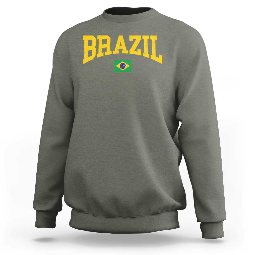 Brazil Football Throwback Design Vintage Brazilian Flag Jersey Style Sweatshirt
