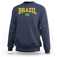 Brazil Football Throwback Design Vintage Brazilian Flag Jersey Style Sweatshirt