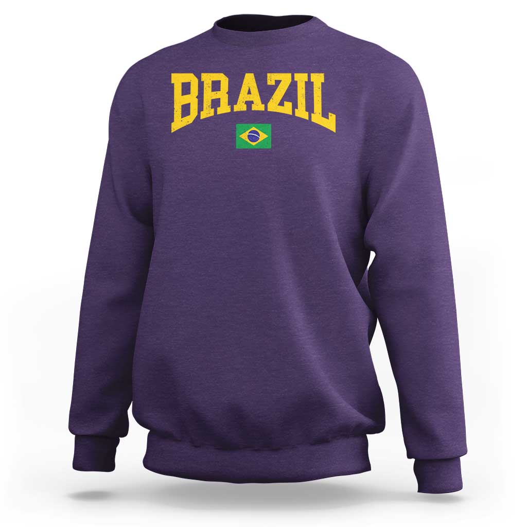 Brazil Football Throwback Design Vintage Brazilian Flag Jersey Style Sweatshirt