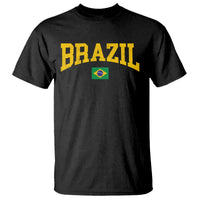 Brazil Football Throwback Design Vintage Brazilian Flag Jersey Style T Shirt