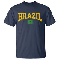 Brazil Football Throwback Design Vintage Brazilian Flag Jersey Style T Shirt