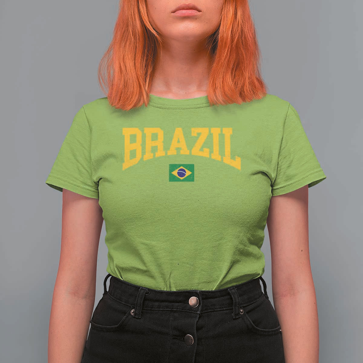 Brazil Football Throwback Design Vintage Brazilian Flag Jersey Style T Shirt For Women