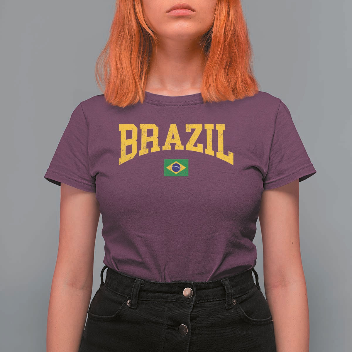 Brazil Football Throwback Design Vintage Brazilian Flag Jersey Style T Shirt For Women