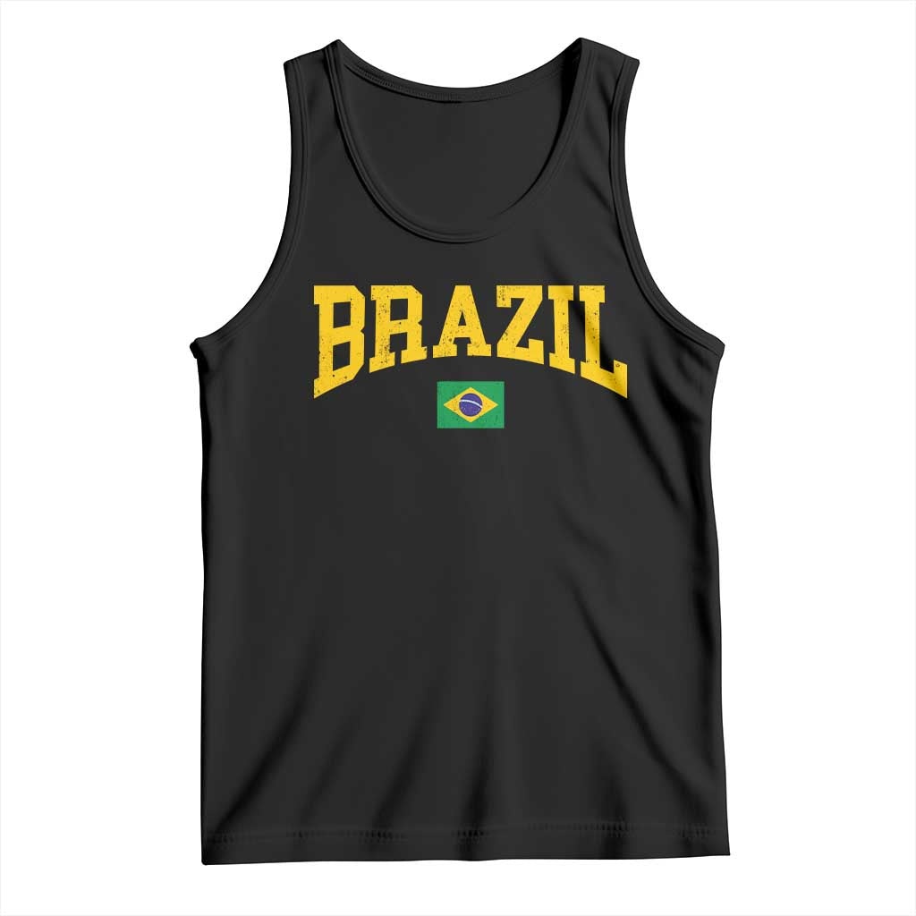 Brazil Football Throwback Design Vintage Brazilian Flag Jersey Style Tank Top