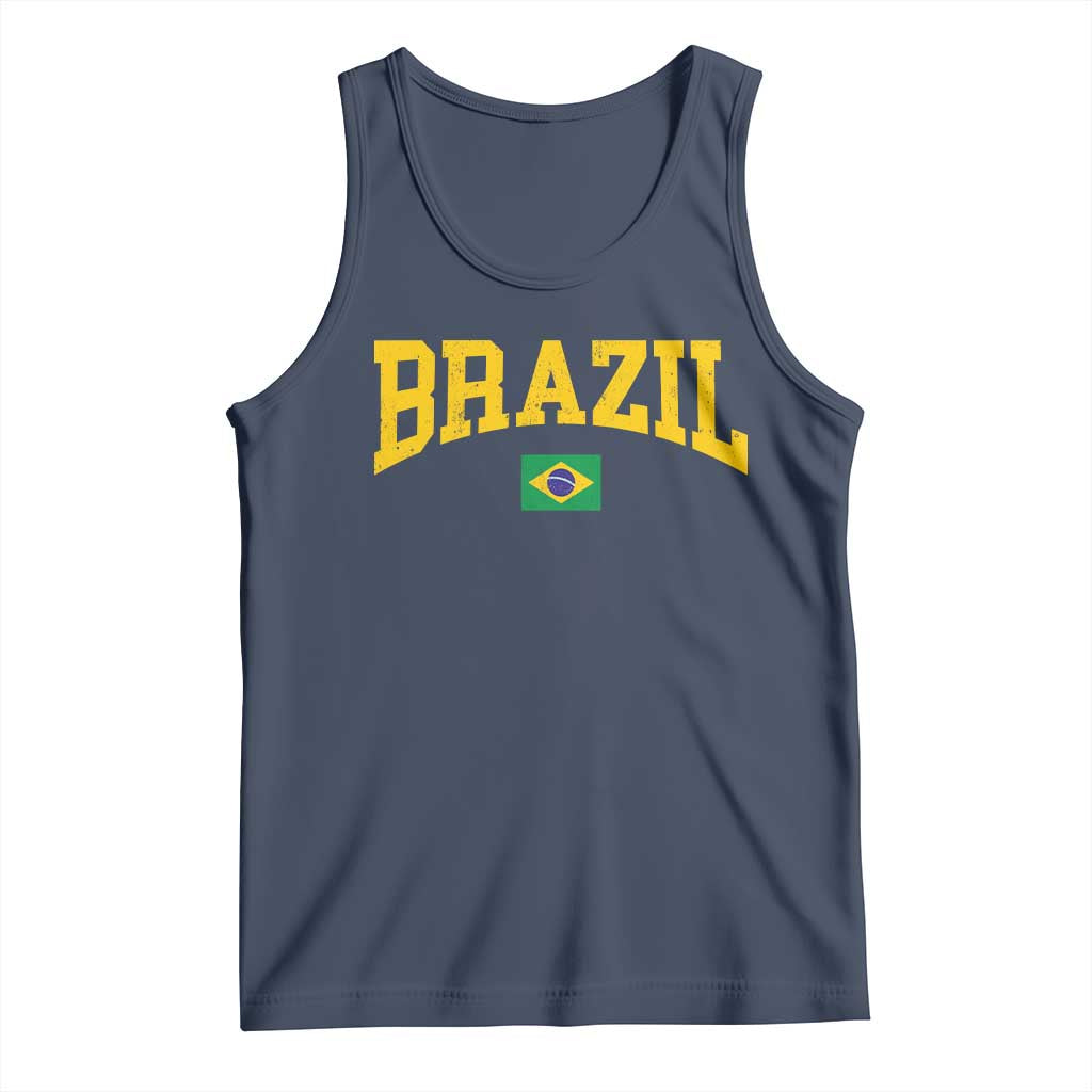 Brazil Football Throwback Design Vintage Brazilian Flag Jersey Style Tank Top