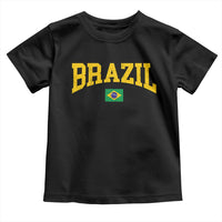 Brazil Football Throwback Design Vintage Brazilian Flag Jersey Style Toddler T Shirt