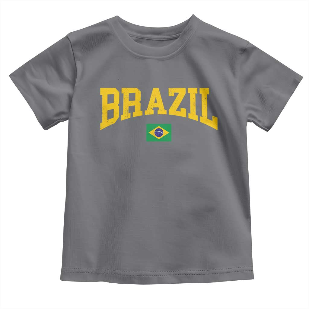 Brazil Football Throwback Design Vintage Brazilian Flag Jersey Style Toddler T Shirt