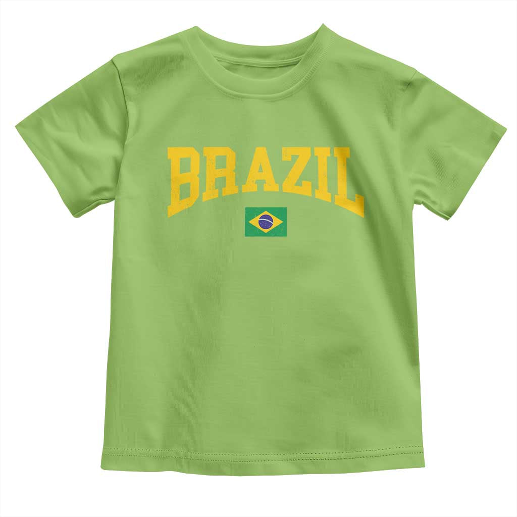 Brazil Football Throwback Design Vintage Brazilian Flag Jersey Style Toddler T Shirt