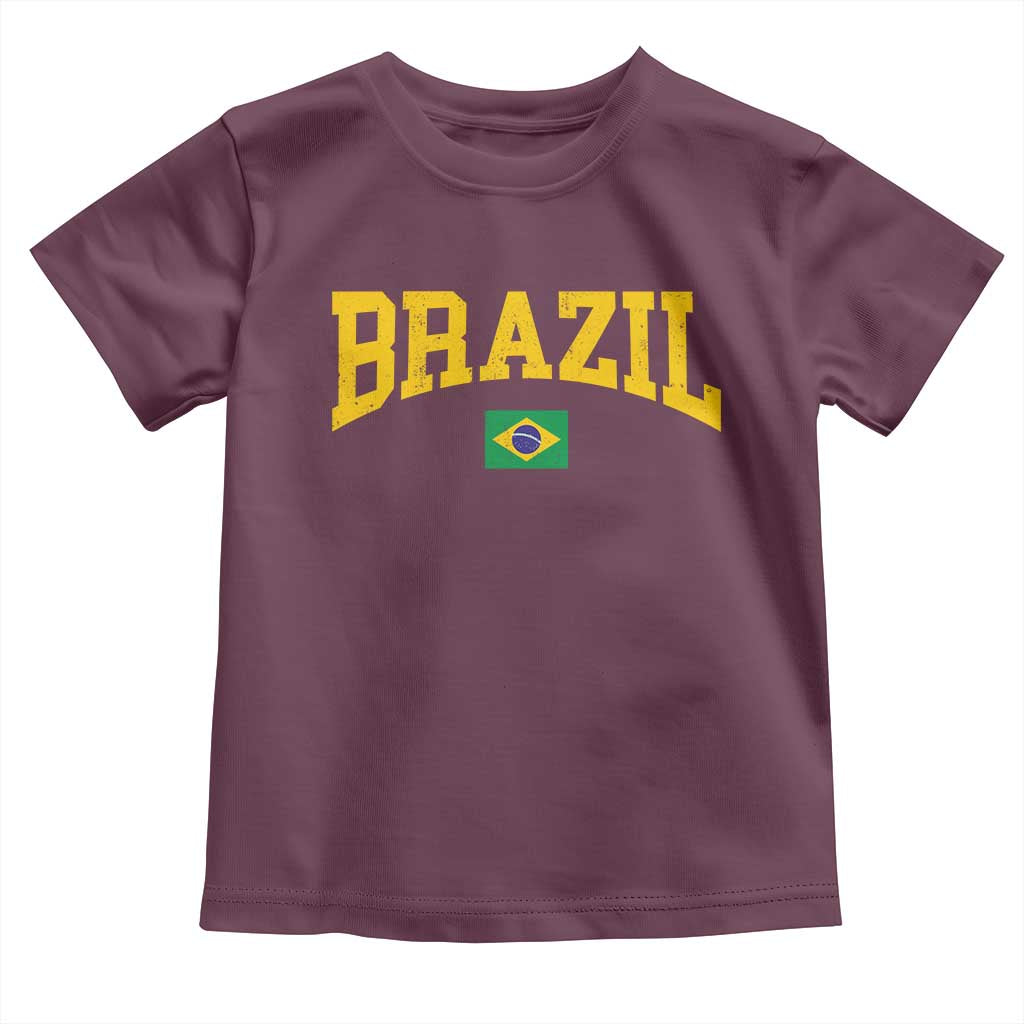 Brazil Football Throwback Design Vintage Brazilian Flag Jersey Style Toddler T Shirt