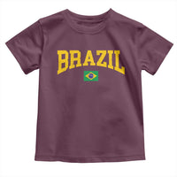 Brazil Football Throwback Design Vintage Brazilian Flag Jersey Style Toddler T Shirt