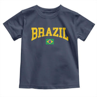Brazil Football Throwback Design Vintage Brazilian Flag Jersey Style Toddler T Shirt