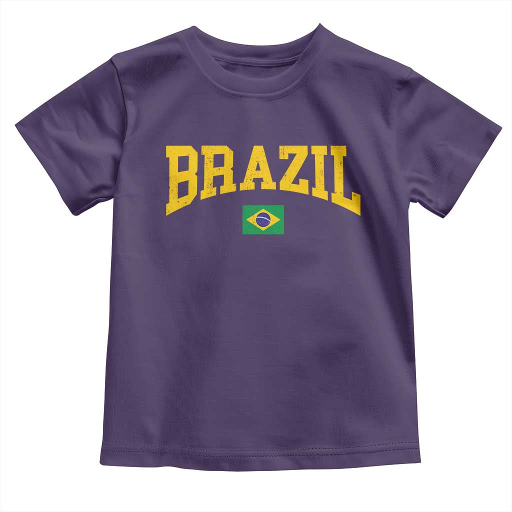 Brazil Football Throwback Design Vintage Brazilian Flag Jersey Style Toddler T Shirt