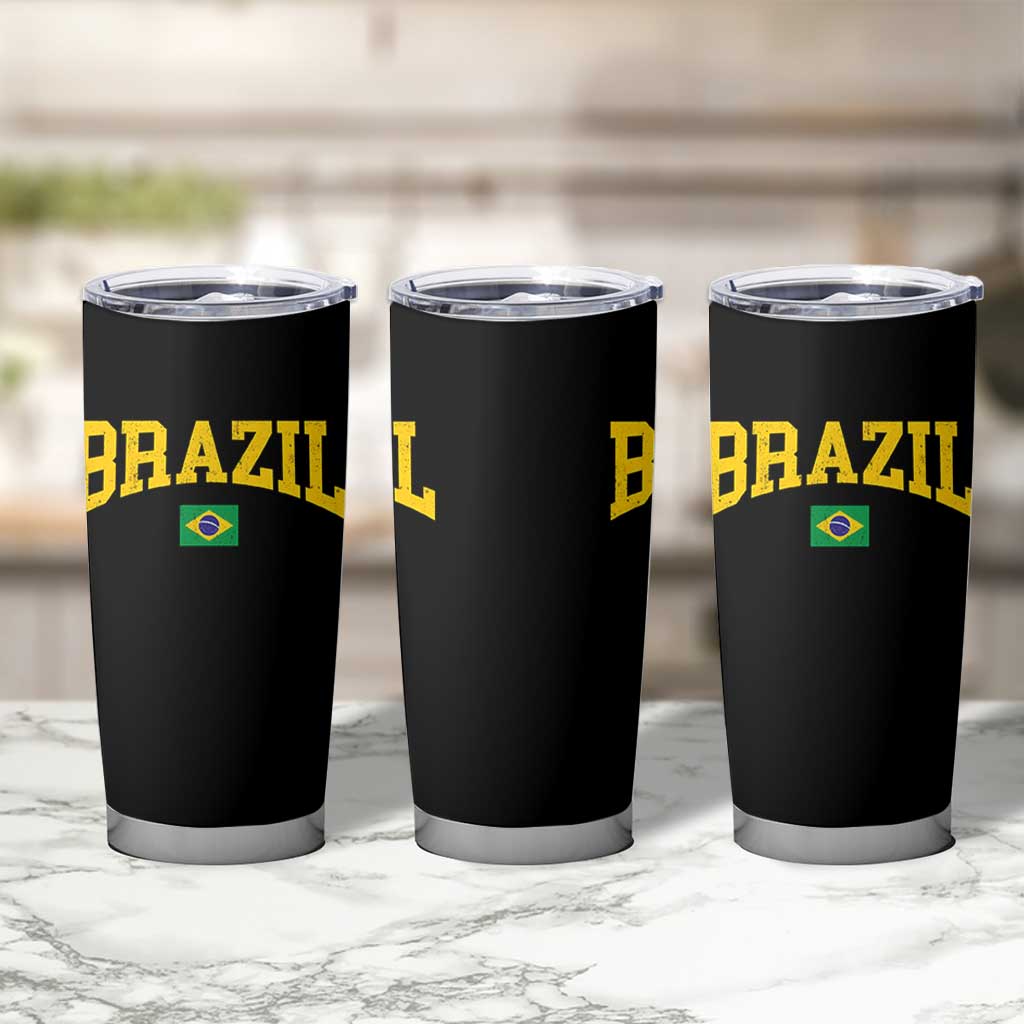 Brazil Football Throwback Design Vintage Brazilian Flag Jersey Style Tumbler Cup