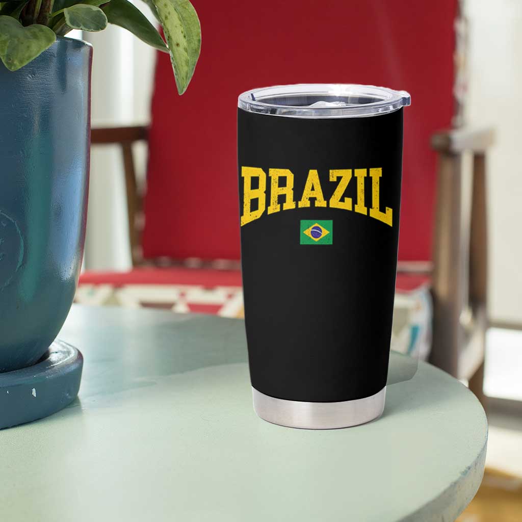 Brazil Football Throwback Design Vintage Brazilian Flag Jersey Style Tumbler Cup