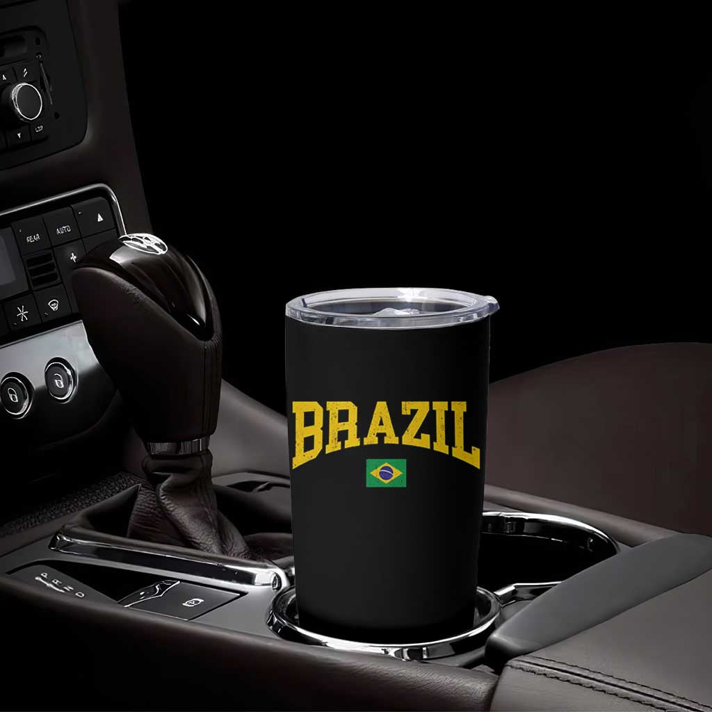 Brazil Football Throwback Design Vintage Brazilian Flag Jersey Style Tumbler Cup