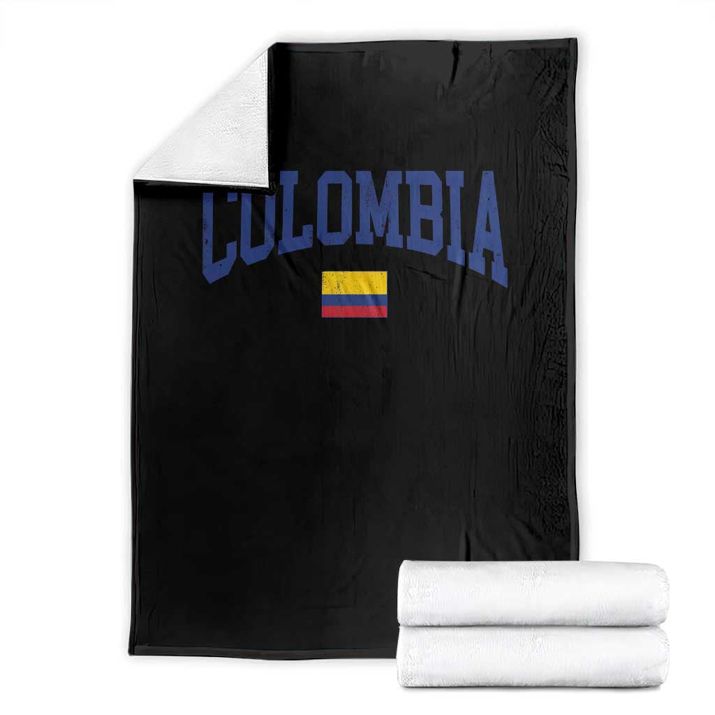 Colombia Football Throwback Design Vintage Colombian Flag Jersey Style Throw Blanket