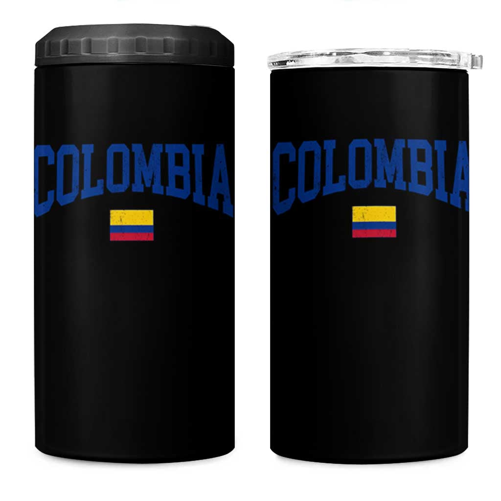 Colombia Football Throwback Design Vintage Colombian Flag Jersey Style 4 in 1 Can Cooler Tumbler