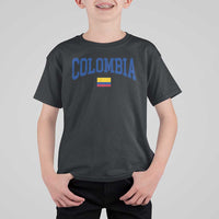 Colombia Football Throwback Design Vintage Colombian Flag Jersey Style T Shirt For Kid