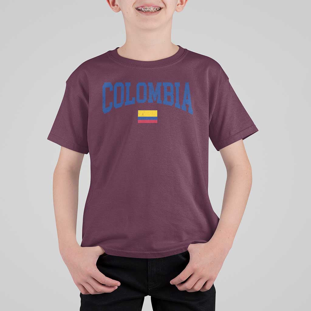 Colombia Football Throwback Design Vintage Colombian Flag Jersey Style T Shirt For Kid