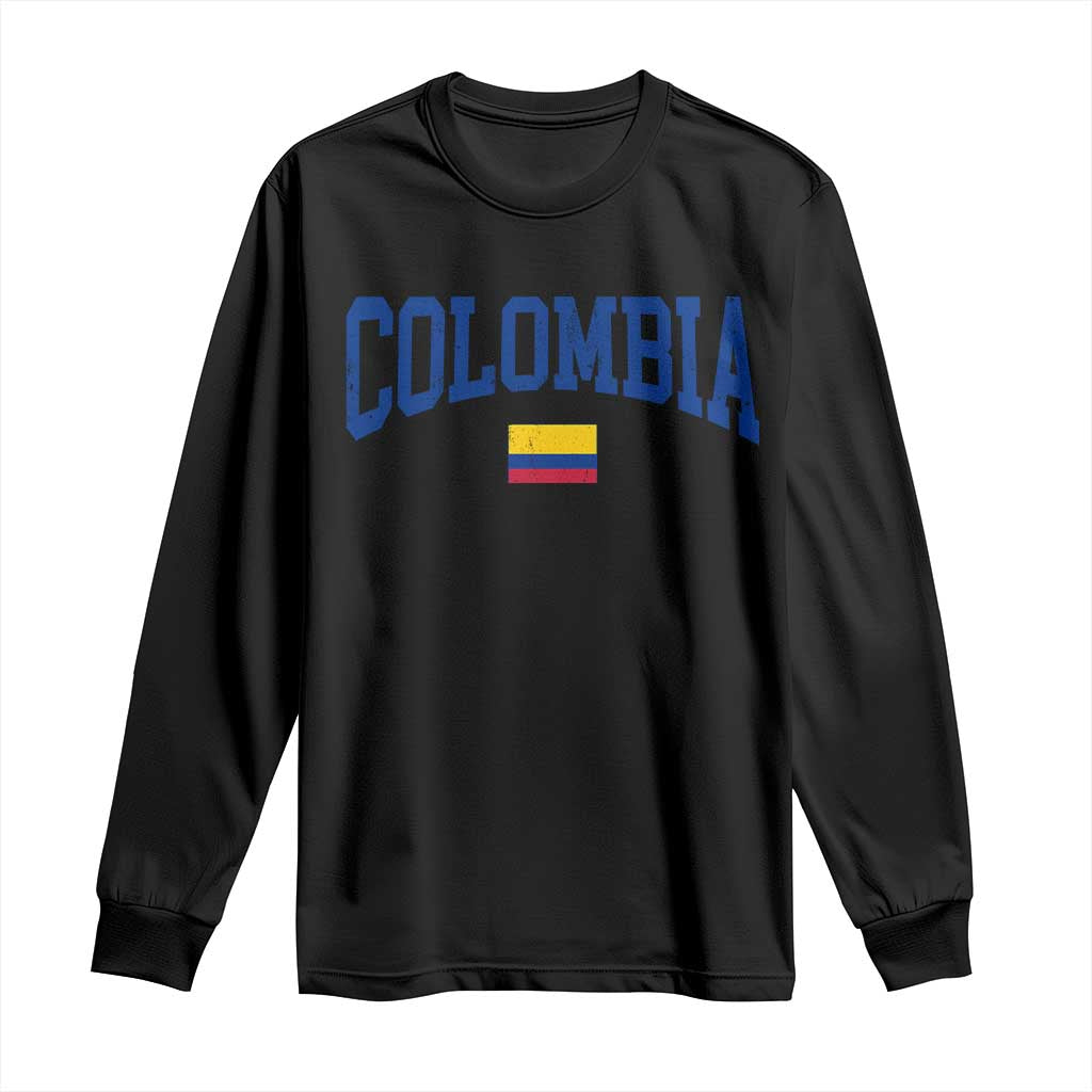 Colombia Football Throwback Design Vintage Colombian Flag Jersey Style Long Sleeve Shirt