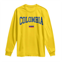 Colombia Football Throwback Design Vintage Colombian Flag Jersey Style Long Sleeve Shirt