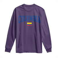 Colombia Football Throwback Design Vintage Colombian Flag Jersey Style Long Sleeve Shirt