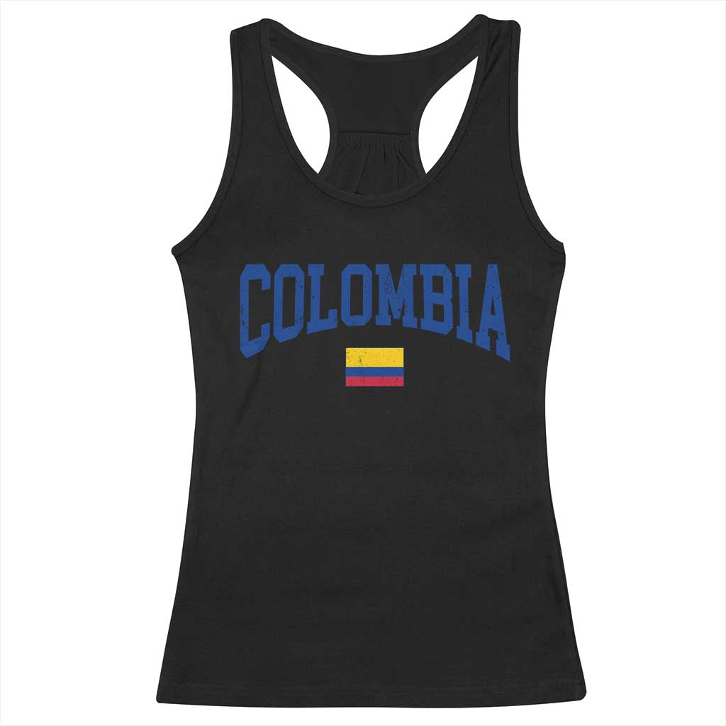 Colombia Football Throwback Design Vintage Colombian Flag Jersey Style Racerback Tank Top