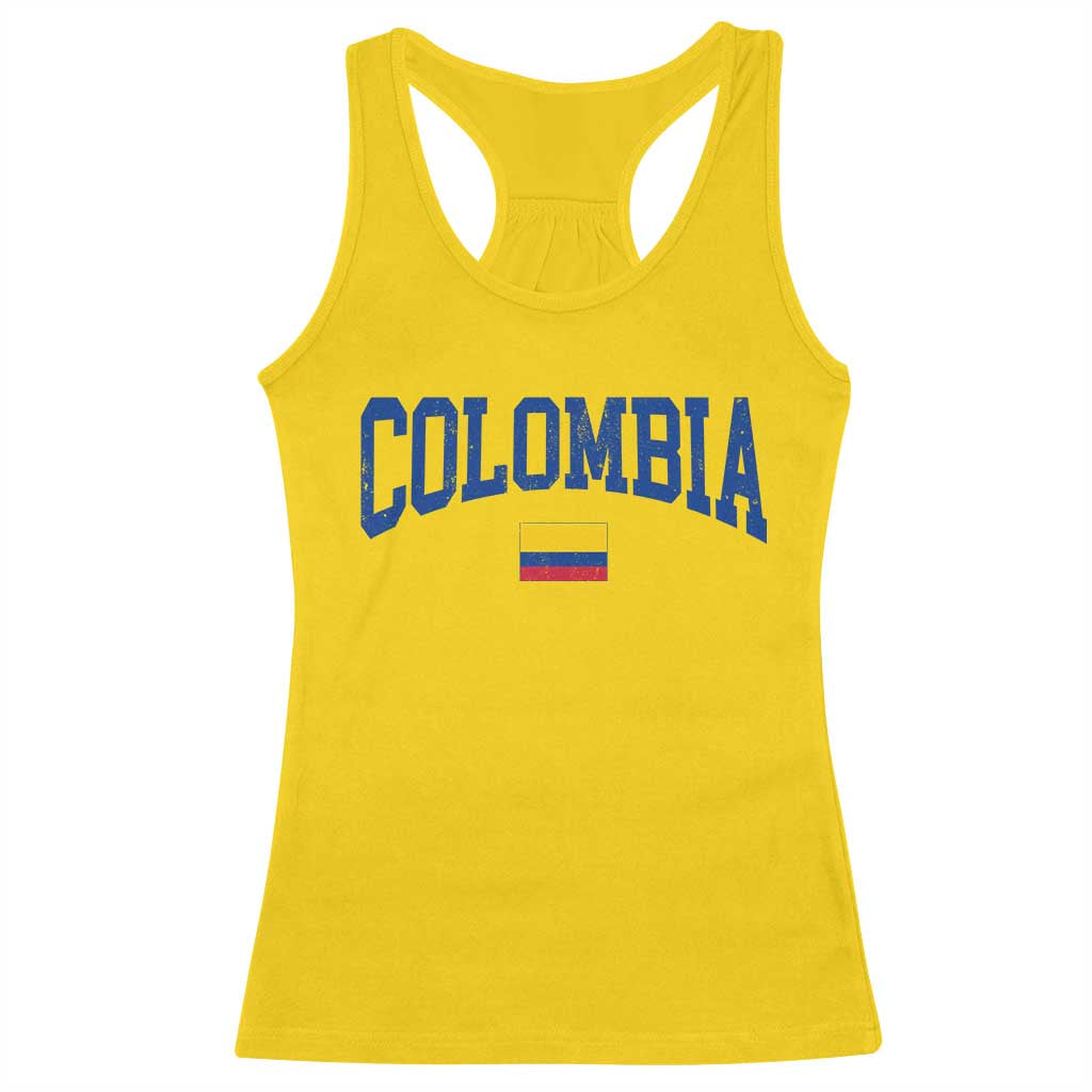 Colombia Football Throwback Design Vintage Colombian Flag Jersey Style Racerback Tank Top