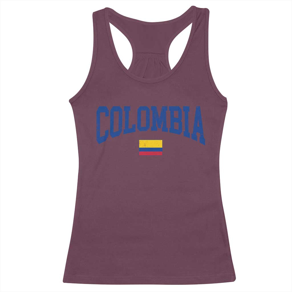 Colombia Football Throwback Design Vintage Colombian Flag Jersey Style Racerback Tank Top
