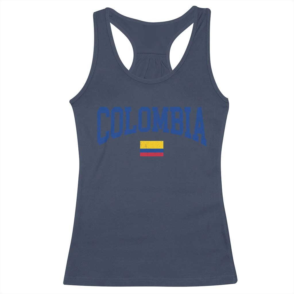 Colombia Football Throwback Design Vintage Colombian Flag Jersey Style Racerback Tank Top