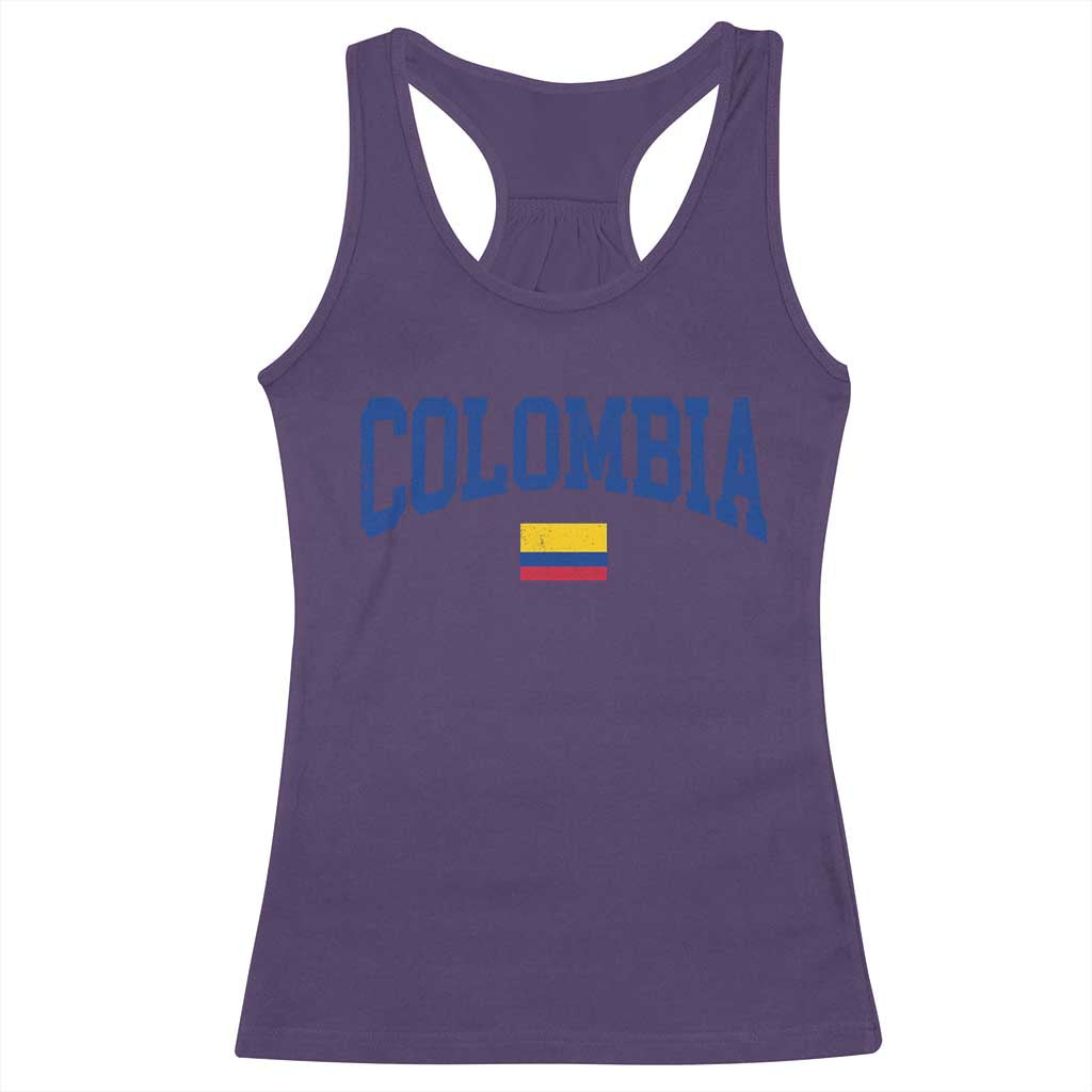 Colombia Football Throwback Design Vintage Colombian Flag Jersey Style Racerback Tank Top