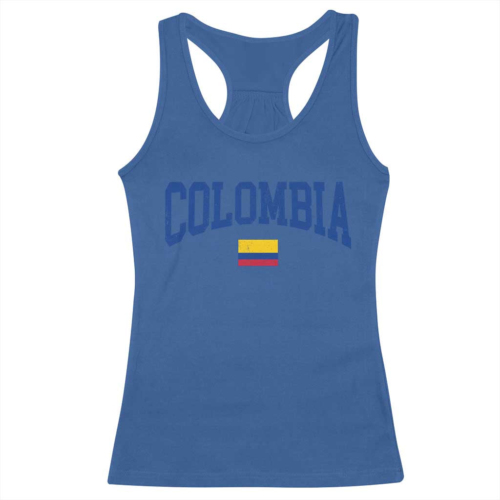 Colombia Football Throwback Design Vintage Colombian Flag Jersey Style Racerback Tank Top