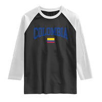 Colombia Football Throwback Design Vintage Colombian Flag Jersey Style Raglan Shirt