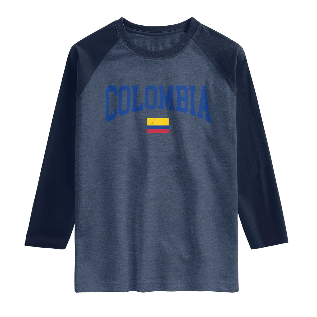 Colombia Football Throwback Design Vintage Colombian Flag Jersey Style Raglan Shirt