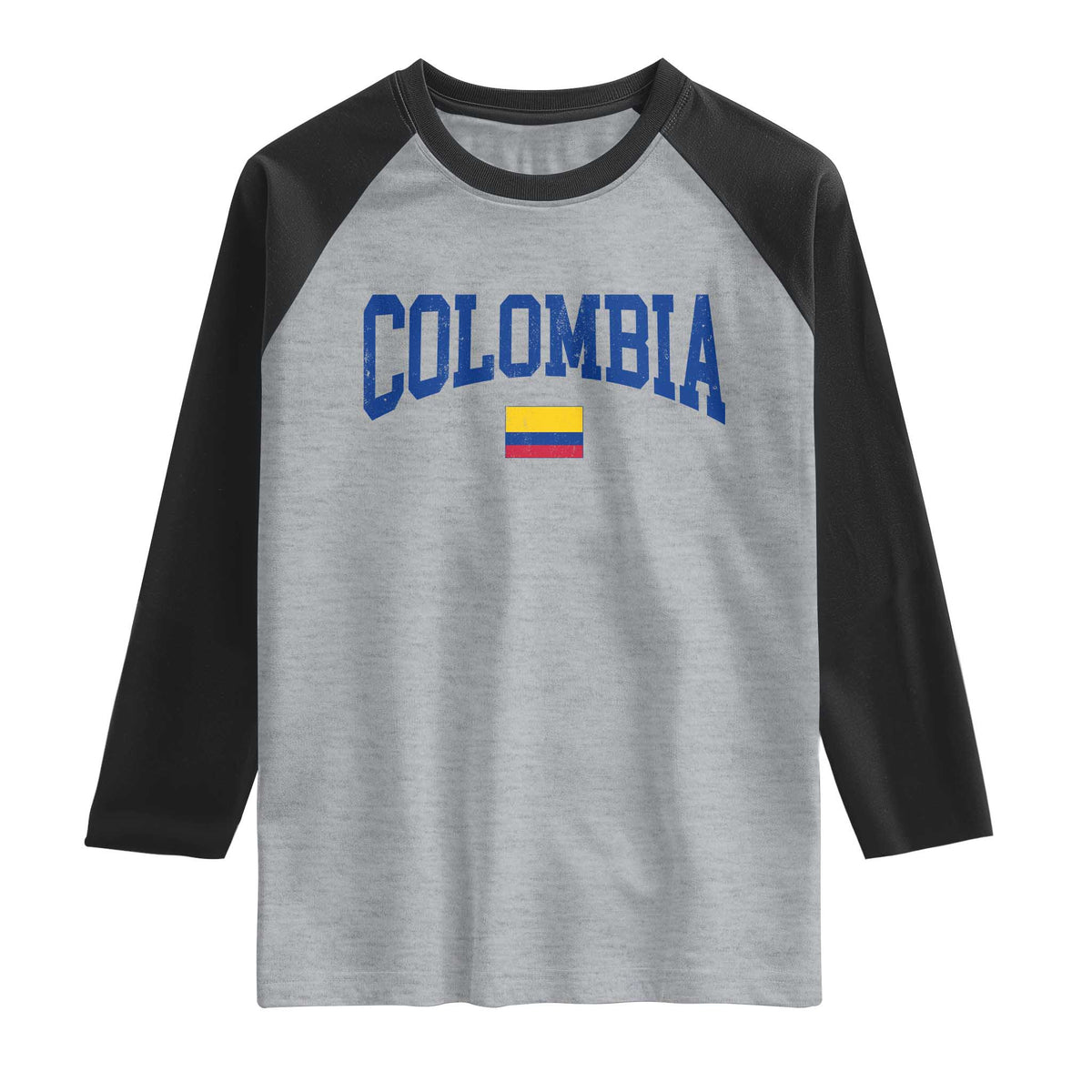 Colombia Football Throwback Design Vintage Colombian Flag Jersey Style Raglan Shirt