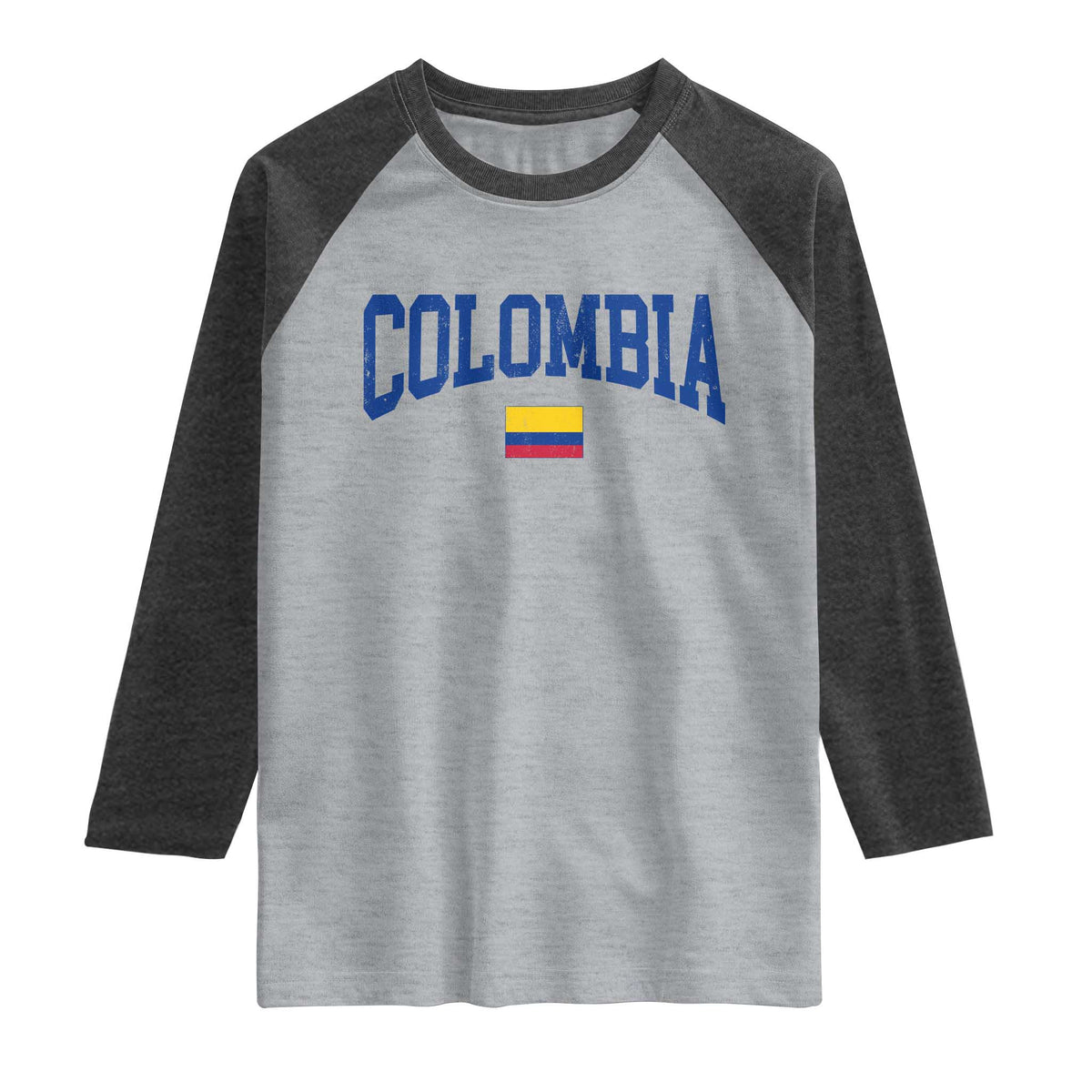 Colombia Football Throwback Design Vintage Colombian Flag Jersey Style Raglan Shirt