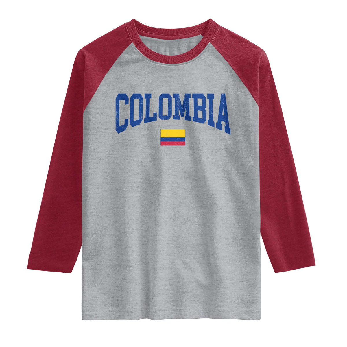 Colombia Football Throwback Design Vintage Colombian Flag Jersey Style Raglan Shirt