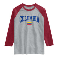 Colombia Football Throwback Design Vintage Colombian Flag Jersey Style Raglan Shirt