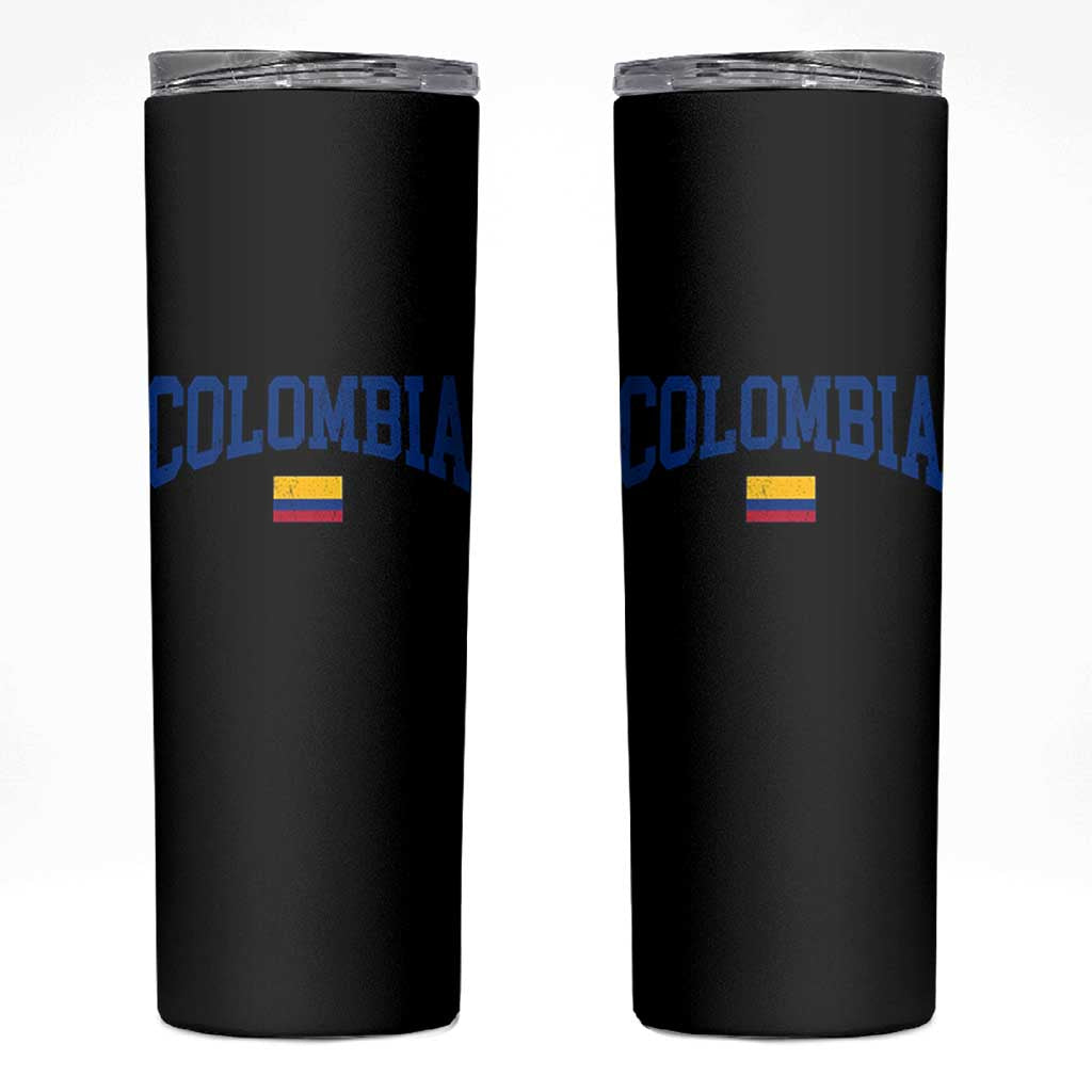 Colombia Football Throwback Design Vintage Colombian Flag Jersey Style Skinny Tumbler