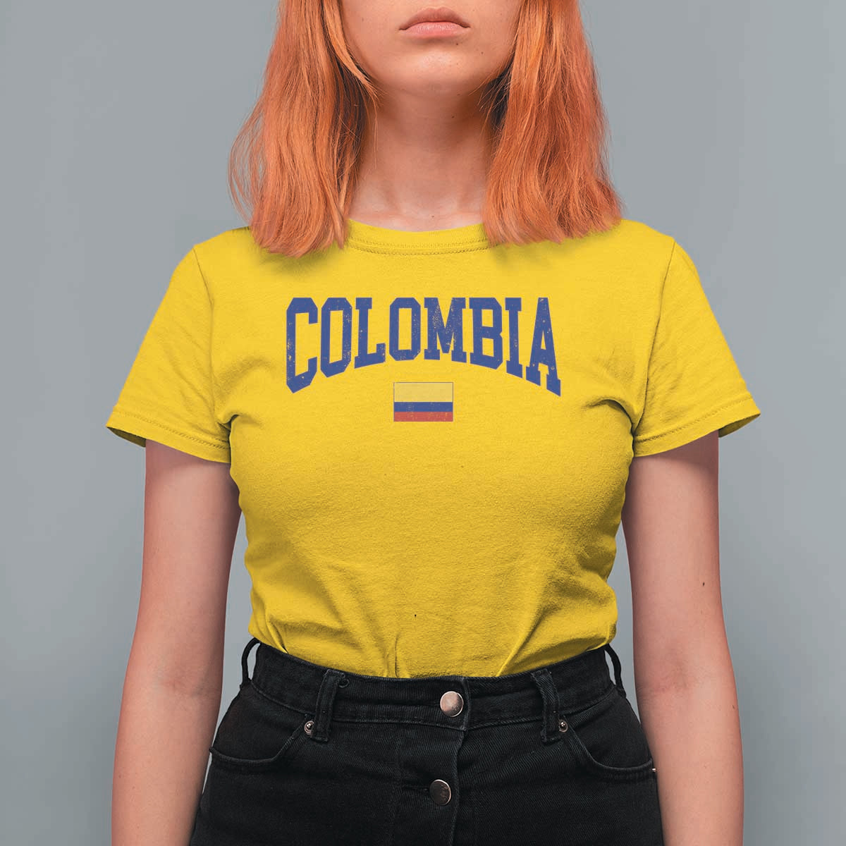Colombia Football Throwback Design Vintage Colombian Flag Jersey Style T Shirt For Women