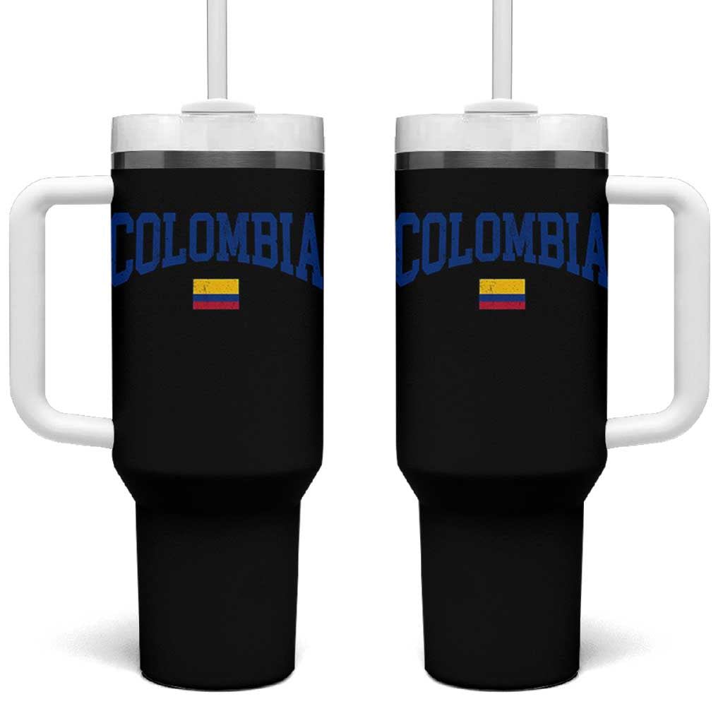 Colombia Football Throwback Design Vintage Colombian Flag Jersey Style Tumbler With Handle