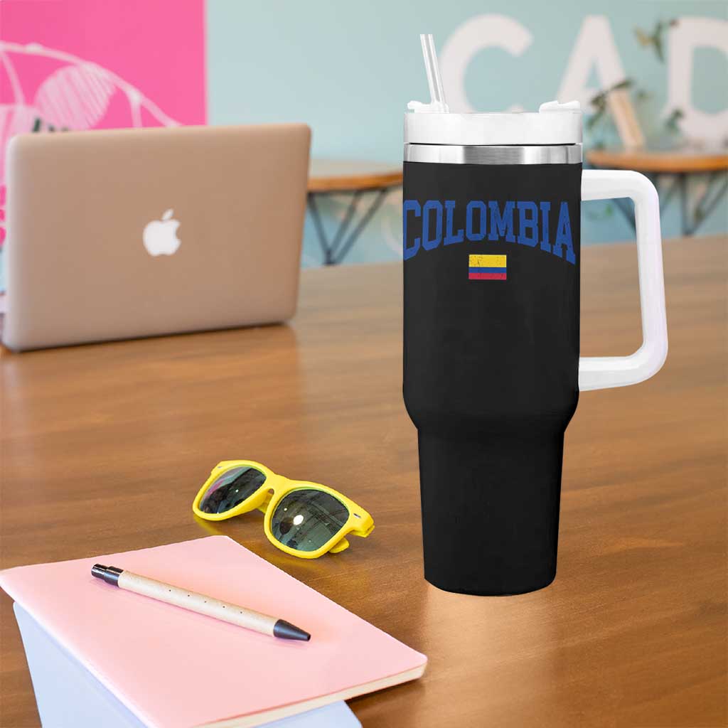 Colombia Football Throwback Design Vintage Colombian Flag Jersey Style Tumbler With Handle