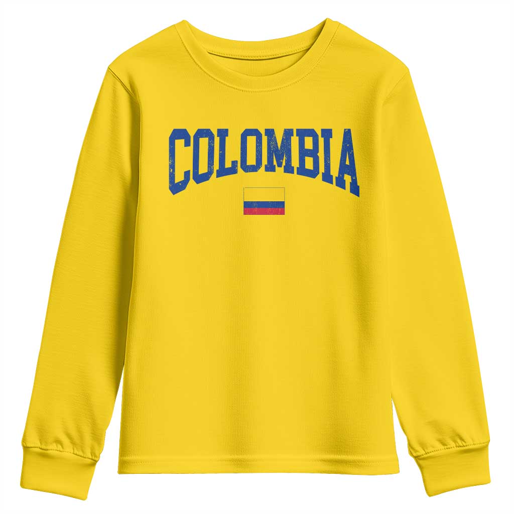 Colombia Football Throwback Design Vintage Colombian Flag Jersey Style Youth Sweatshirt