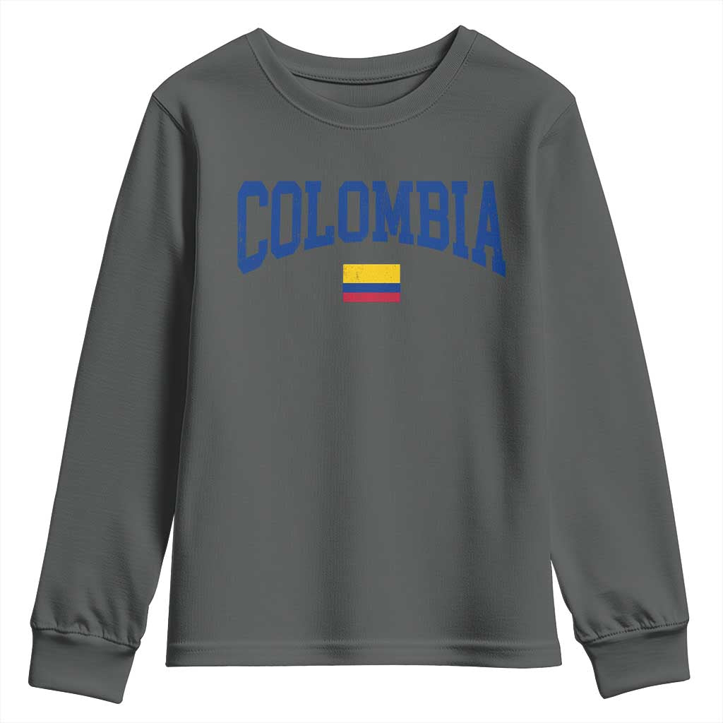 Colombia Football Throwback Design Vintage Colombian Flag Jersey Style Youth Sweatshirt