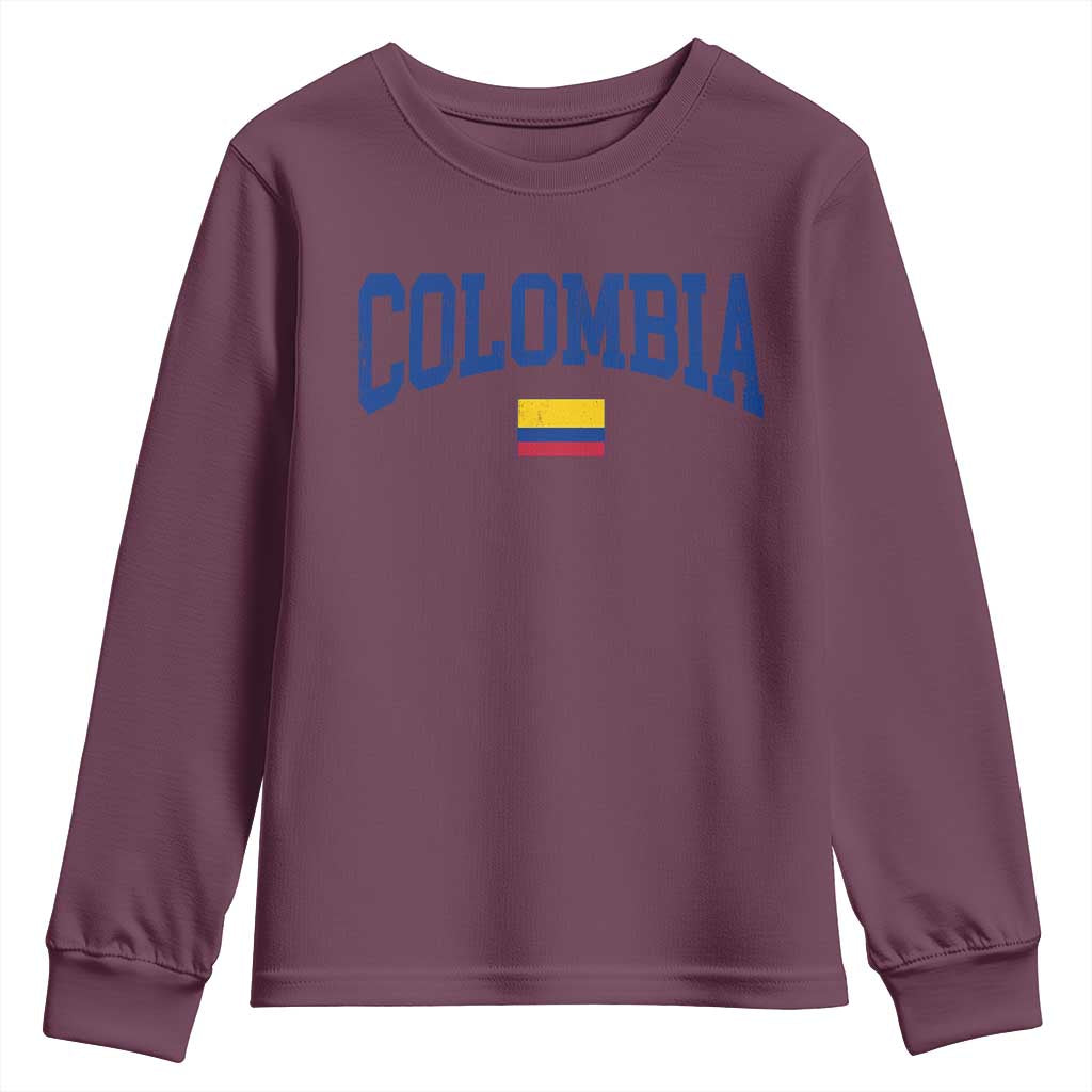 Colombia Football Throwback Design Vintage Colombian Flag Jersey Style Youth Sweatshirt