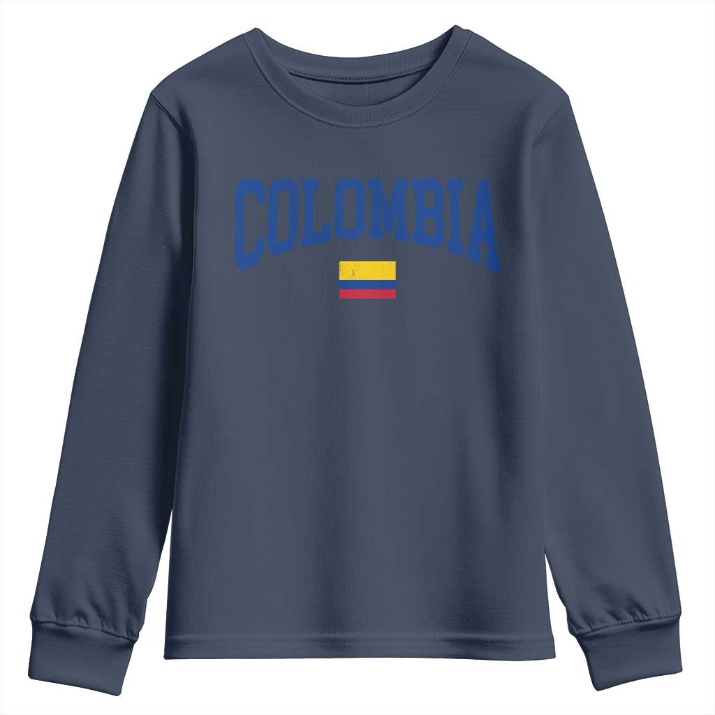 Colombia Football Throwback Design Vintage Colombian Flag Jersey Style Youth Sweatshirt