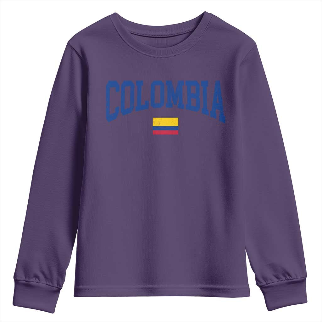 Colombia Football Throwback Design Vintage Colombian Flag Jersey Style Youth Sweatshirt